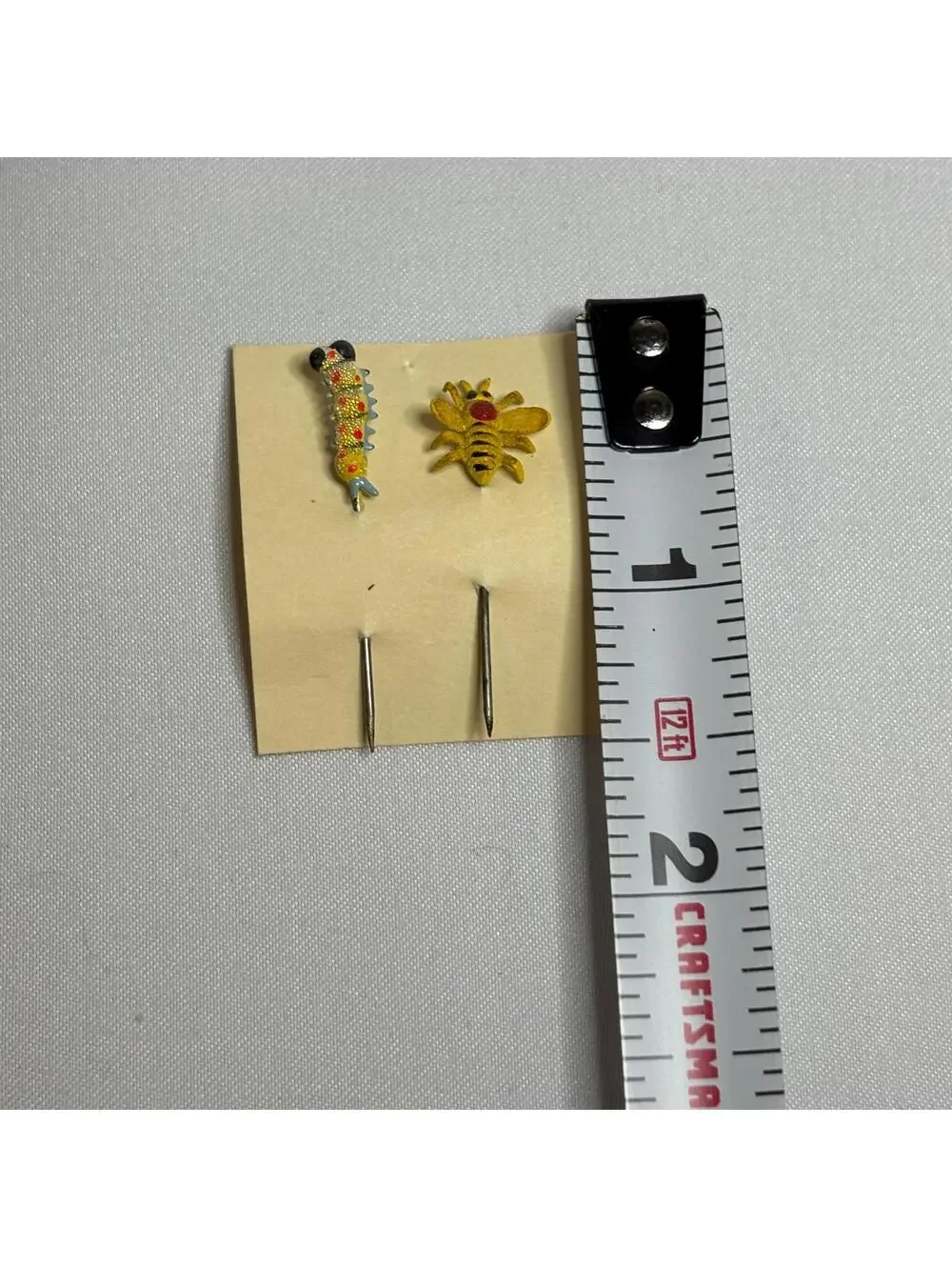 Cute Vintage Bug Straight Pins: Caterpillar & Bee